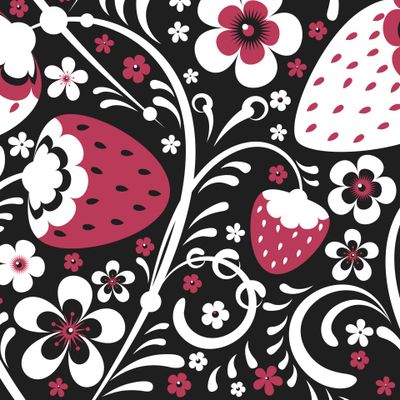 Русская народная роспись Хохлома ягоды клубника