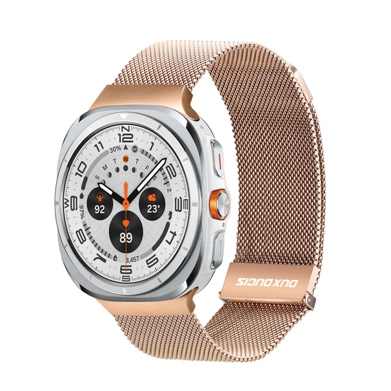 Ремешок из нержавеющей стали золотистого цвета от Dux Ducis для смарт часов Samsung Watch Ultra 47MM, серия Milanese Series (миланская петля)
