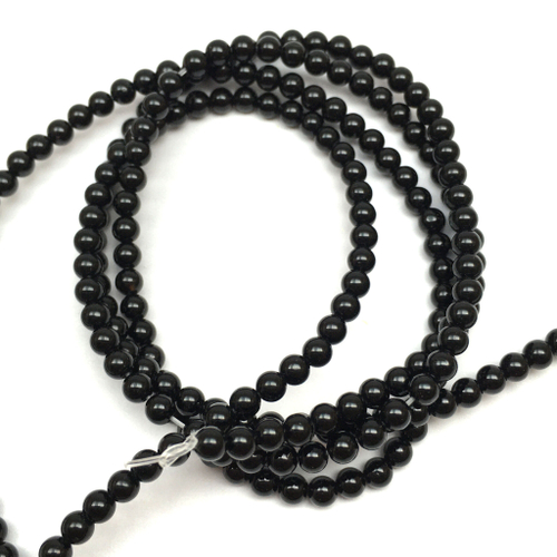 Агат черный 3.5 мм, бусины - шарики (нить)