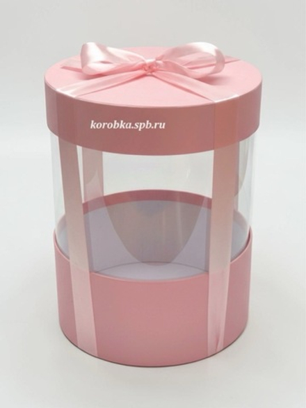 Плотная коробка-аквариум для торта с прозрачными стенками Цвет :Нежно розовый.