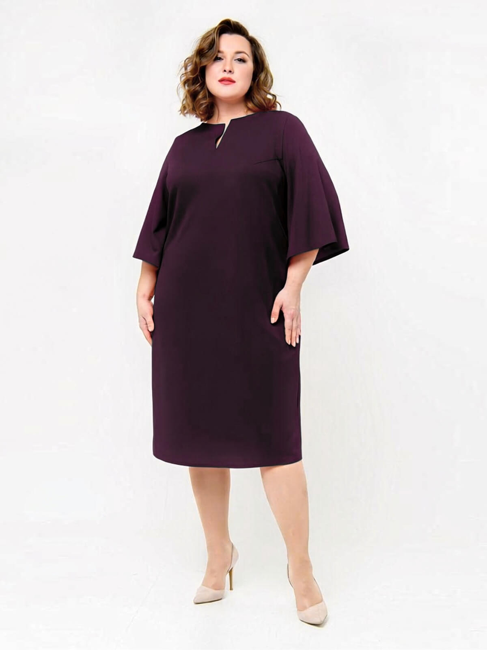 Платье-футляр из однотонного крепа