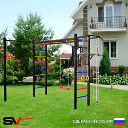 Уличная шведская стенка Sv Sport рукоход с комплектом турник прямой У5162 (Турник/Брусья/"Лодочка"/Канат/кольца/лестница)