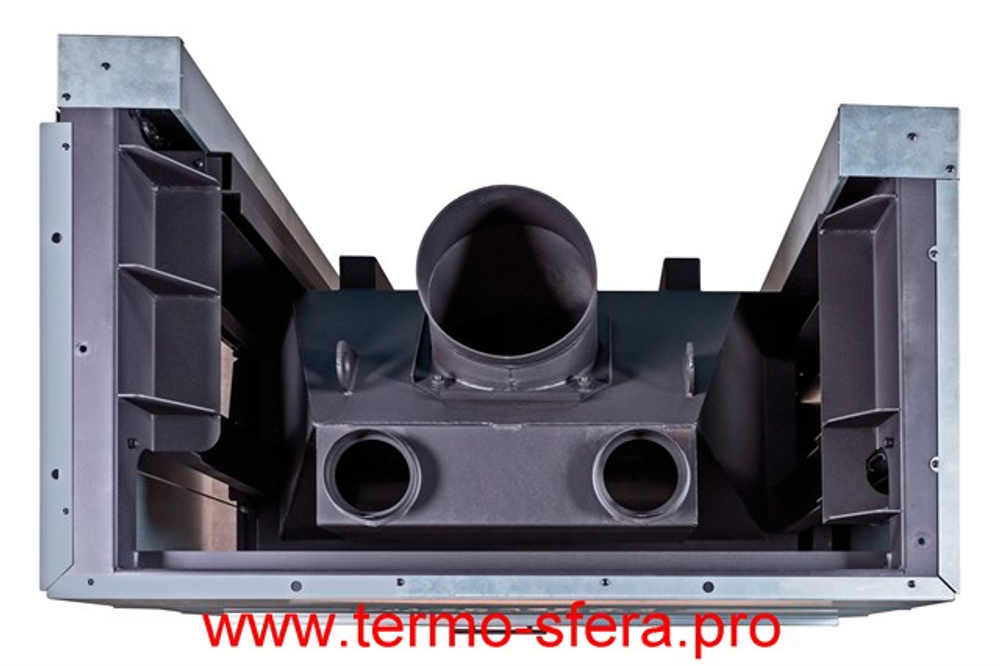 Каминная топка Экокамин ДЕЛЬТА 1000 LB два стекла принтинг левая черный шамот