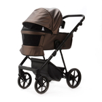 Детская универсальная коляска Adamex Vasco Deluxe V-SM16 2 в 1, Бежевый металлик Экокожа