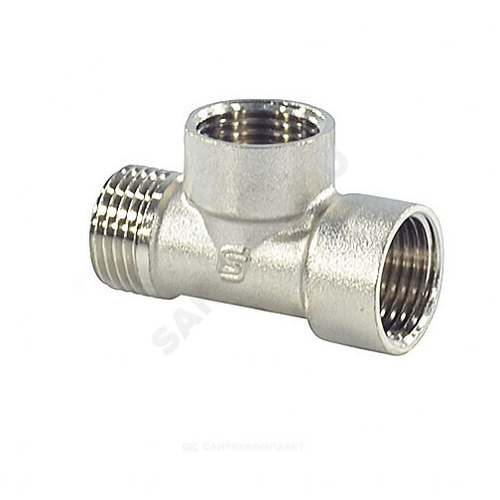 Тройник латунь никель Ду 15 (1/2") ВР/ВР/НР SantechSystems