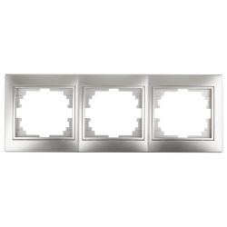 Рамка для розеток и выключателей Intro Plano 1-503-03 на 3 поста горизонтальная, СУ, алюминий
