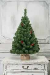 Искусственная елка Верона 90 см. с красными ягодками, мягкая хвоя ПВХ, ЕлкиТорг (67090)