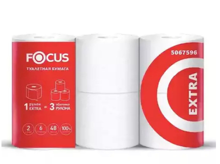 Туалетная бумага "Focus Extra" Артикул 5067596 2-сл., 400 листов, 48 м.