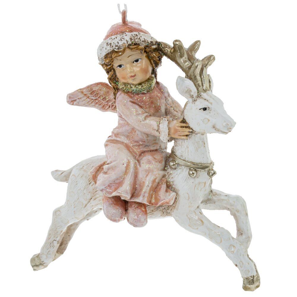GAEM Украшение новогоднее "Ангел на олене", L8,5 W5 H9,5 см