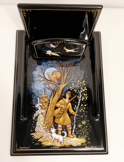 Подставка для блока для записей ручной росписью Палех "Охотник"