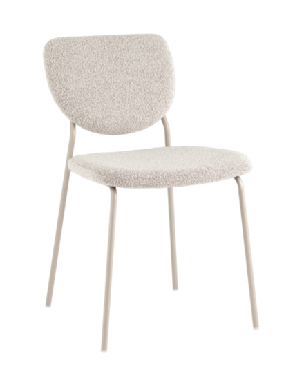 Стул обеденный Gigi серо-бежевый букле кремовые ножки