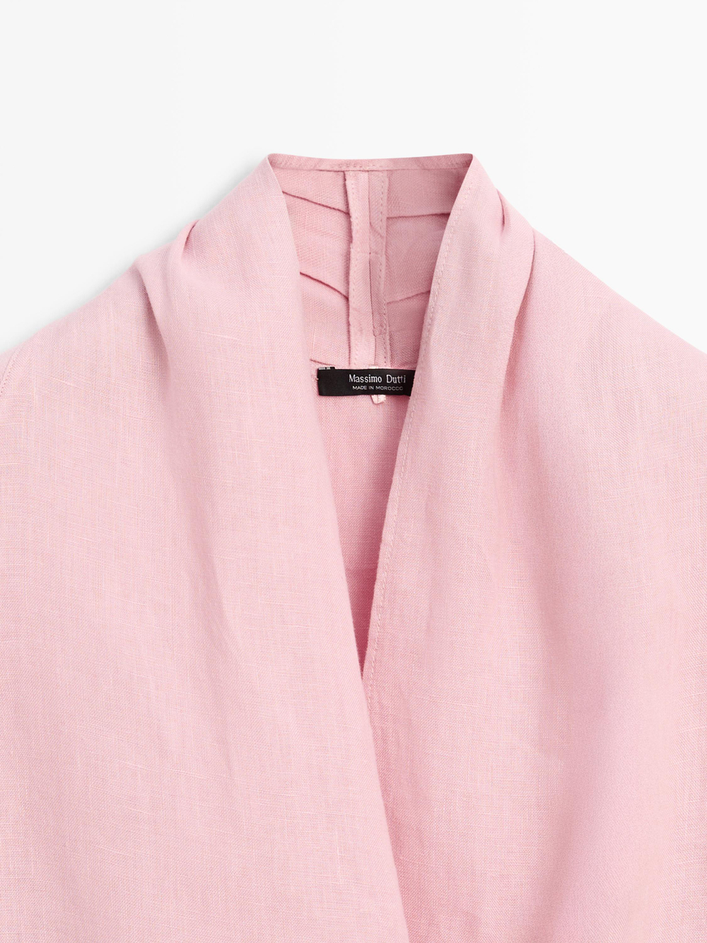 Massimo Dutti Блуза из струящейся льняной ткани внахлест, пастельно-розовый