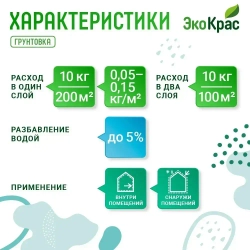 ЭкоКрас Грунтовка Глубокого проникновения, Обеспыливающая 10 л 10 кг