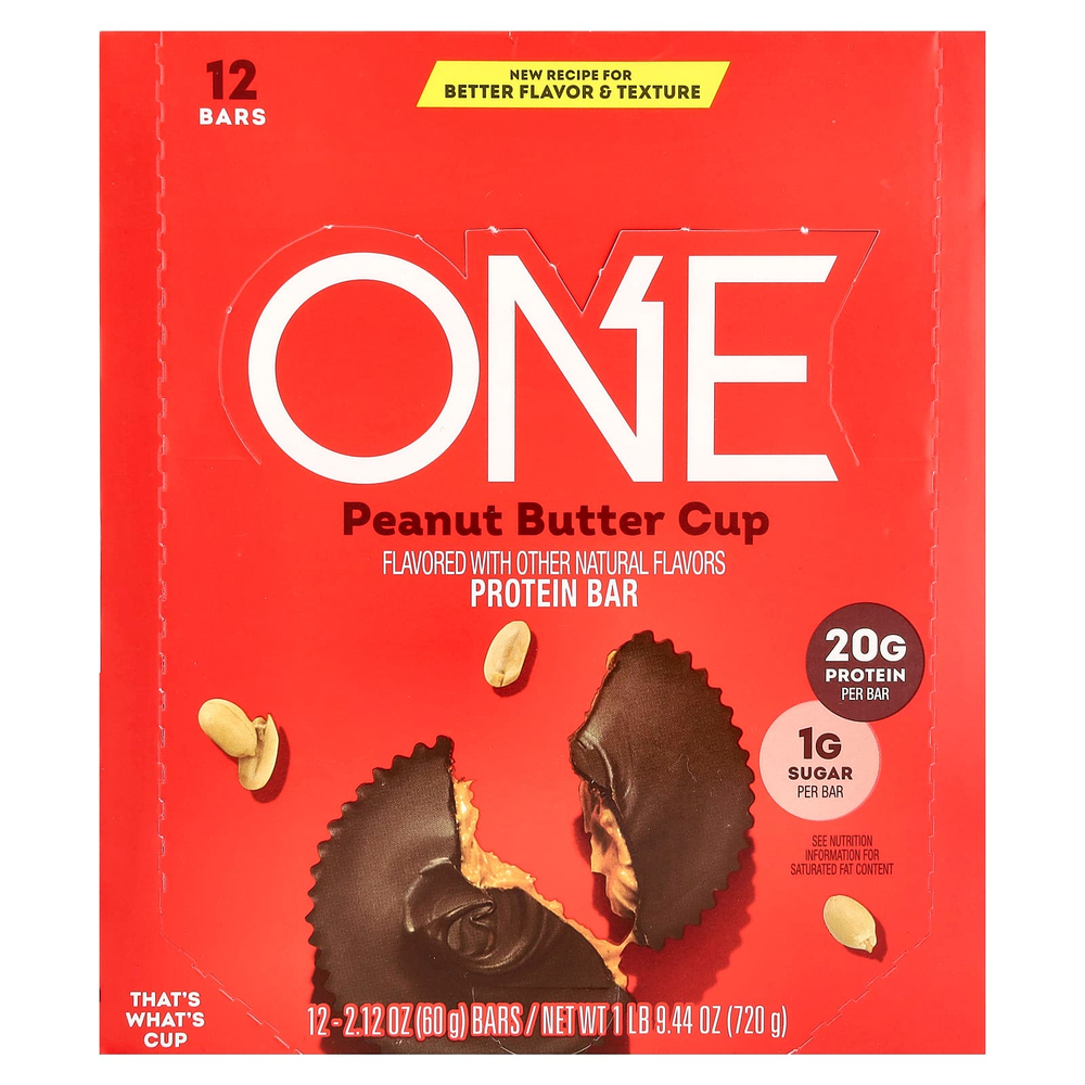 One Brands, протеиновый батончик, конфета с арахисовой пастой, 12 батончиков по 60 г (2,12 унции)
