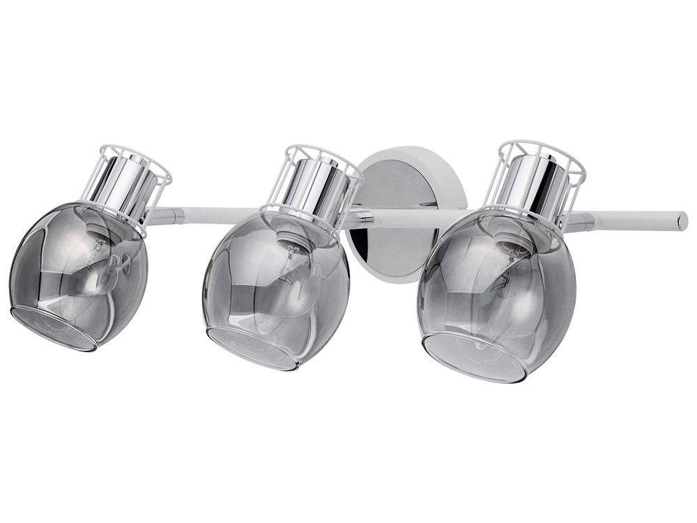 Настенный светильник 3х40Вт E14, металл/стекло, белый/хром/дымчатый плафон