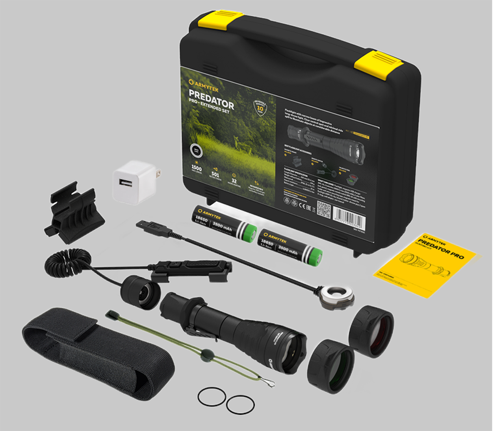 Фонарь с комплектом Armytek Predator Pro Magnet USB Extended Set White (F07302C)