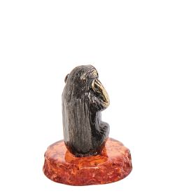 Народные промыслы AM-3219 Фигурка «Обезьяна не слышу Канадзару» (латунь, янтарь)