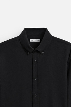 ZARА РУБАШКА ИЗ ХЛОПКОВОЙ ФЛАНЕЛИ, ЧЕРНЫЙ