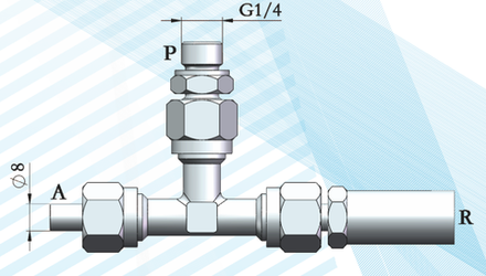 QRB2019.0A - Предохранительный клапан для станции смазки KLP, 250 бар, G1/4, под трубку Ф8