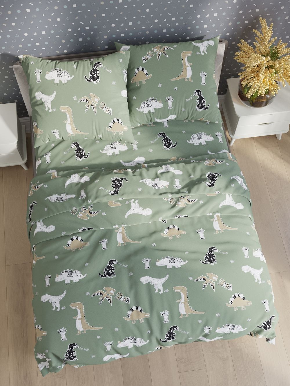 Наволочка комплект 2шт перкаль Сказка "Creeper на зеленом" 50x70 см на молнии