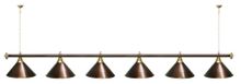 Лампа STARTBILLIARDS 6 пл. (плафоны антик медь,штанга зеленая,фурнитура золото)