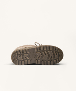 OYSHO Ботинки из искусственного меха и спилка на шнуровке, серо-коричневый