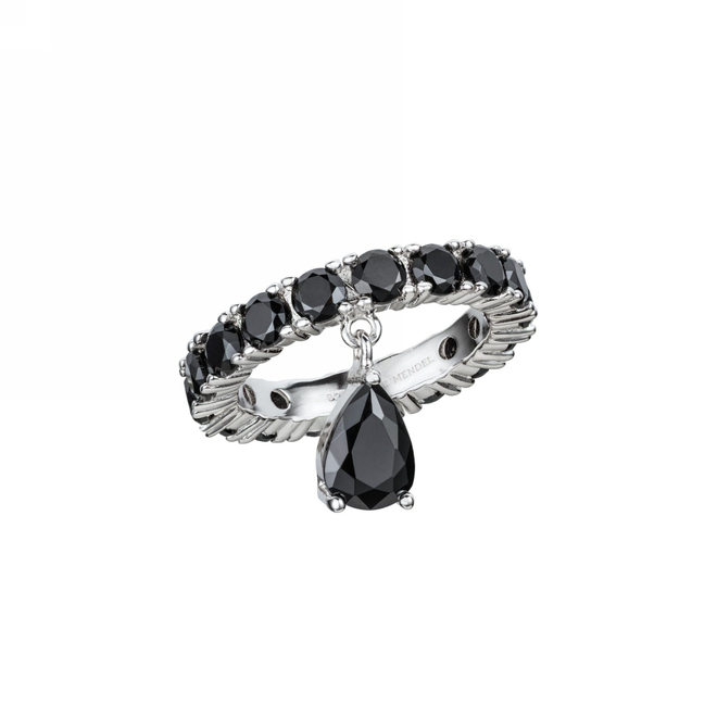 Кольцо с подвеской черной каплей