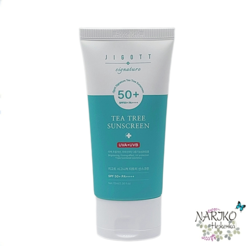 Солнцезащитный крем для лица с Экстрактом чайного дерева JIGOTT Signature Tea Tree Sunscreen Spf50+ Pa++++, 70 мл.