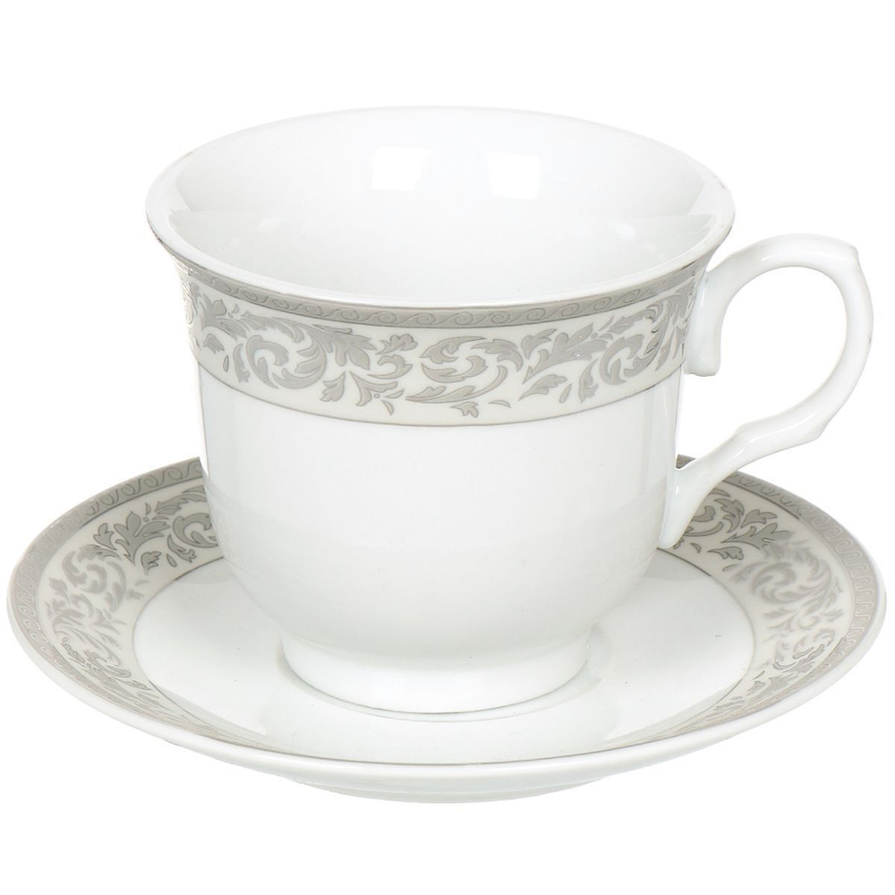 Набор чайный фарфор, 12 пр, 6 перс, 230 мл, Серебряные блики, подар уп