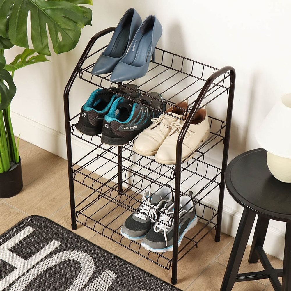 Полка для обуви, мет-л, 4 секц, 46х28х70 см, медный антик, Nika, ЭТ2/А