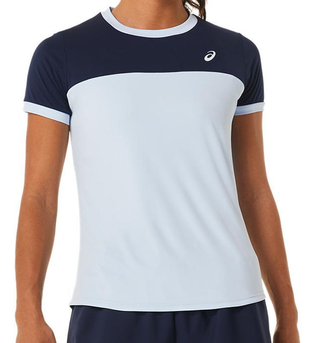 Женская теннисная футболка Asics Court Short Sleeve Top - небесный