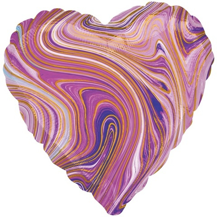 Шар Anagram сердце 18" Мрамор фиолетовый #42094