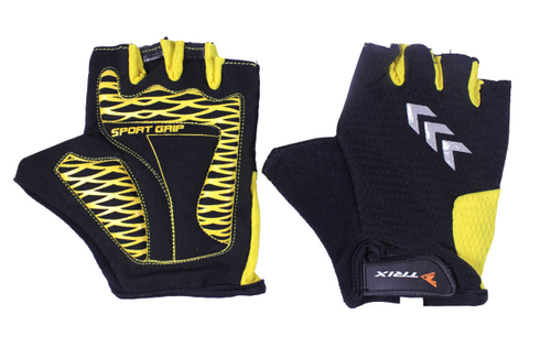 Перчатки TRIX мужские M короткие пальцы гелевые желто-черные