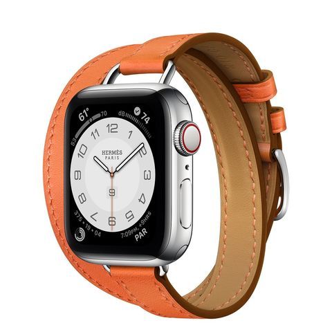 Умные часы Apple Watch Hermès Series 6 GPS + Cellular 40mm Stainless Steel Case with Attelage Double Tour (Orange)