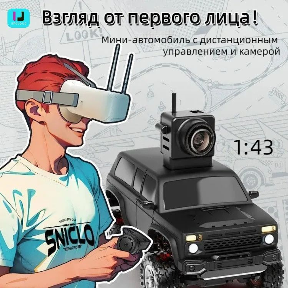 Радиоуправляемый внедорожник c камерой 2131, 1:43 4x4 , Набор Sniclo FPV 8031 , Машина+пульт+Очки FPV