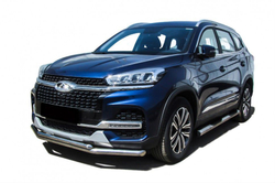 Защита переднего бампера (нержавейка) Chery Tiggo 8 (2018-2023) d57+d42