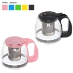 Чайник заварочный стеклянный 700мл «Ассорти», микс цветов