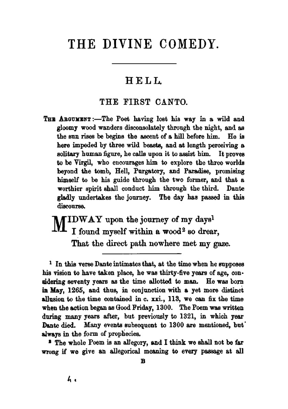 Dante's Divine Comedy. The First Part, Hell, Tr. in the Metre of the Original with Notes | Dante Alighieri