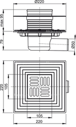 Сливной трап AlcaPlast APV1324 105 x 105/50