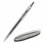 Ручка подарочная шариковая BRAUBERG Opera, СИНЯЯ, корпус серебристый с хромированными деталями, линия письма 0,5 мм, 143486