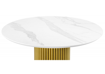 Керамический стол Woodville Барел 110 patagonoa bianco repose, золотой