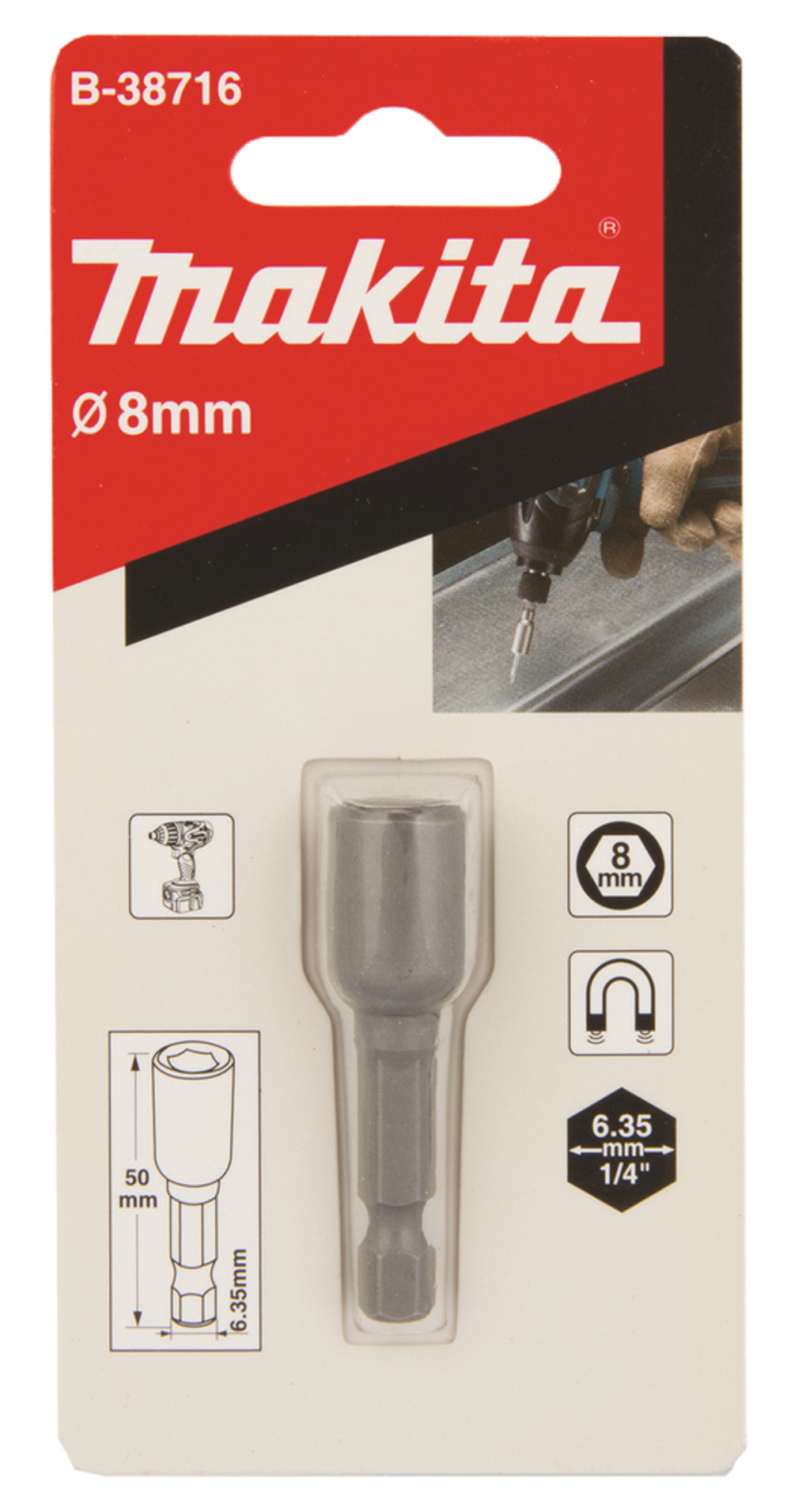 Магнитная торцовая головка 8x50 Makita B-38716