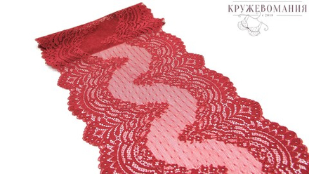 Эластичное кружево, 22 см, гранатово-красное, (Арт: EK-2608), м