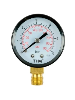 Манометр радиальный TIM, корпус 50 мм, диапазон 0-6 бар, подключение 1/4 Y-50-6