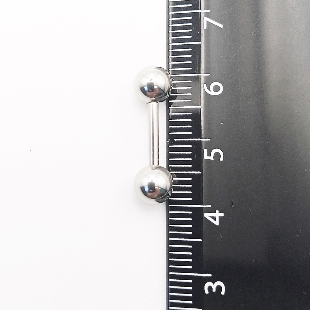 Штанга 10 мм , толщиной 1,6 мм с шариками 6 мм для пирсинга. Медицинская сталь. 1 шт