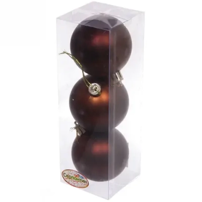 Новогодние шары 6 см (набор 3 шт) «Матовый», шоколад