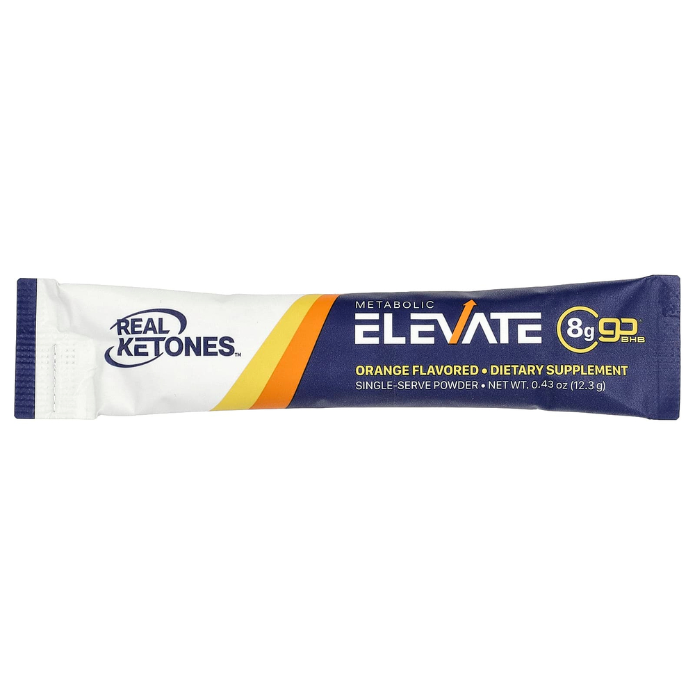 Real Ketones, Elevate, апельсин, 7 пакетиков, 12,3 г (0,43 унции) каждый