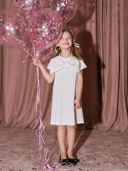 Велюровое платье Mjölk Экрю, с бантом