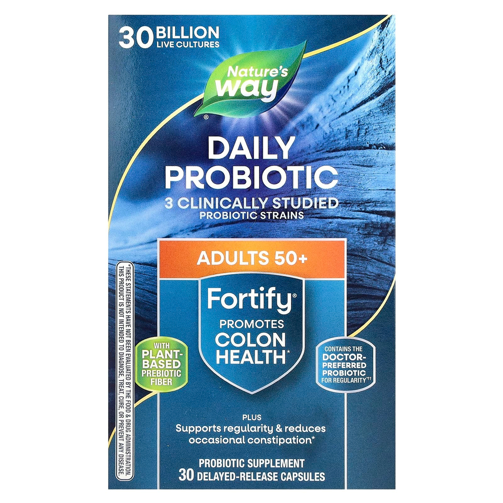 Nature's Way, Fortify®, пробиотик для ежедневного приема, для взрослых старше 50 лет, 30 млрд КОЕ, 30 капсул с отсроченным высвобождением