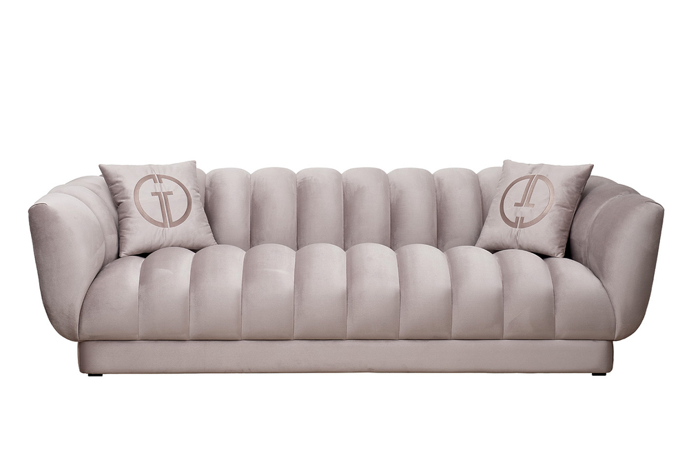 Диван Garda Decor Фабио (Fabio) трехместный велюр бежевый Colt1001-SERROS 239*95*72 см, 2 подушки